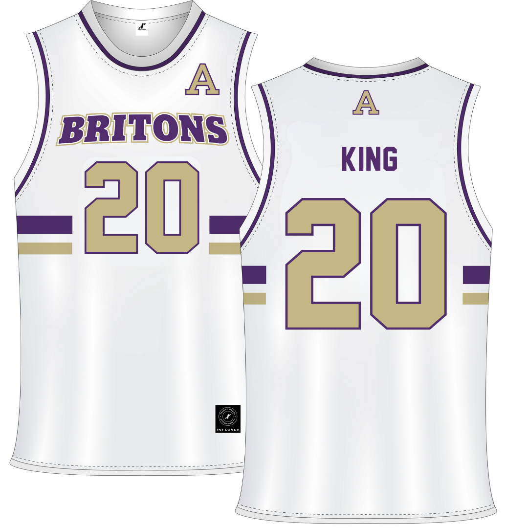 Albion College White Basketball Jersey - #20 Truman King