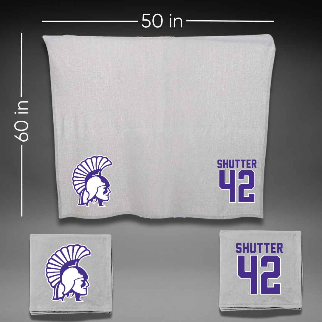 Winona State University Football Gray Blanket - #42 Sam Shutter