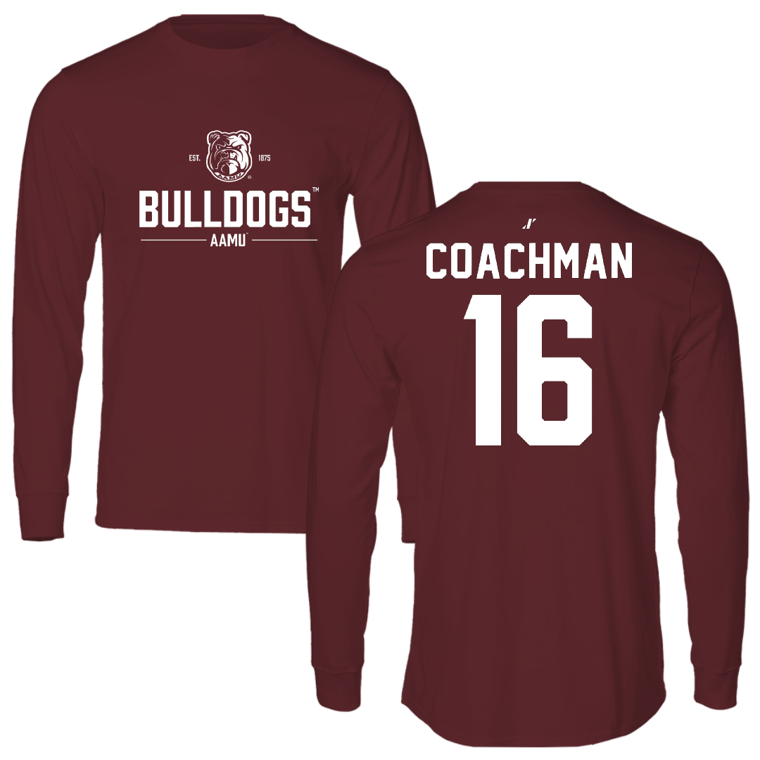 Alabama A&M University Volleyball Maroon General Performance Long Sleeve - #16 Kemora Coachman