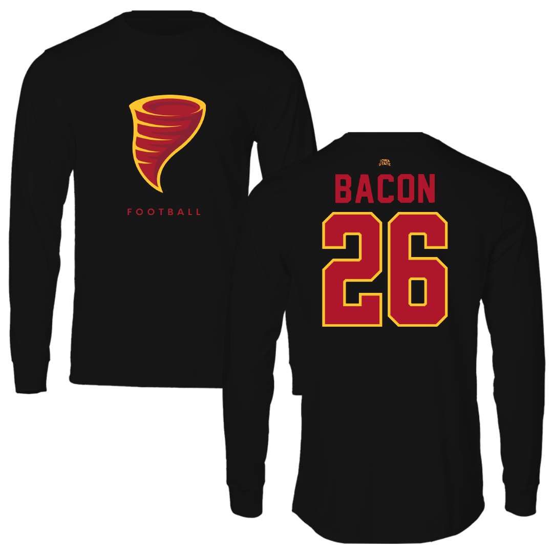 Iowa State University Football Black Performance Long Sleeve - #26 Caleb Bacon