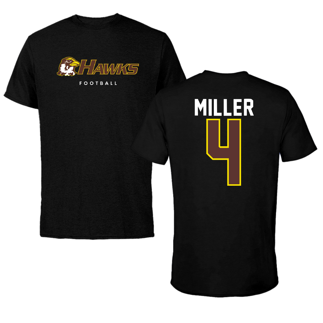 Quincy University Football Black Tee - #4 Derrick Miller