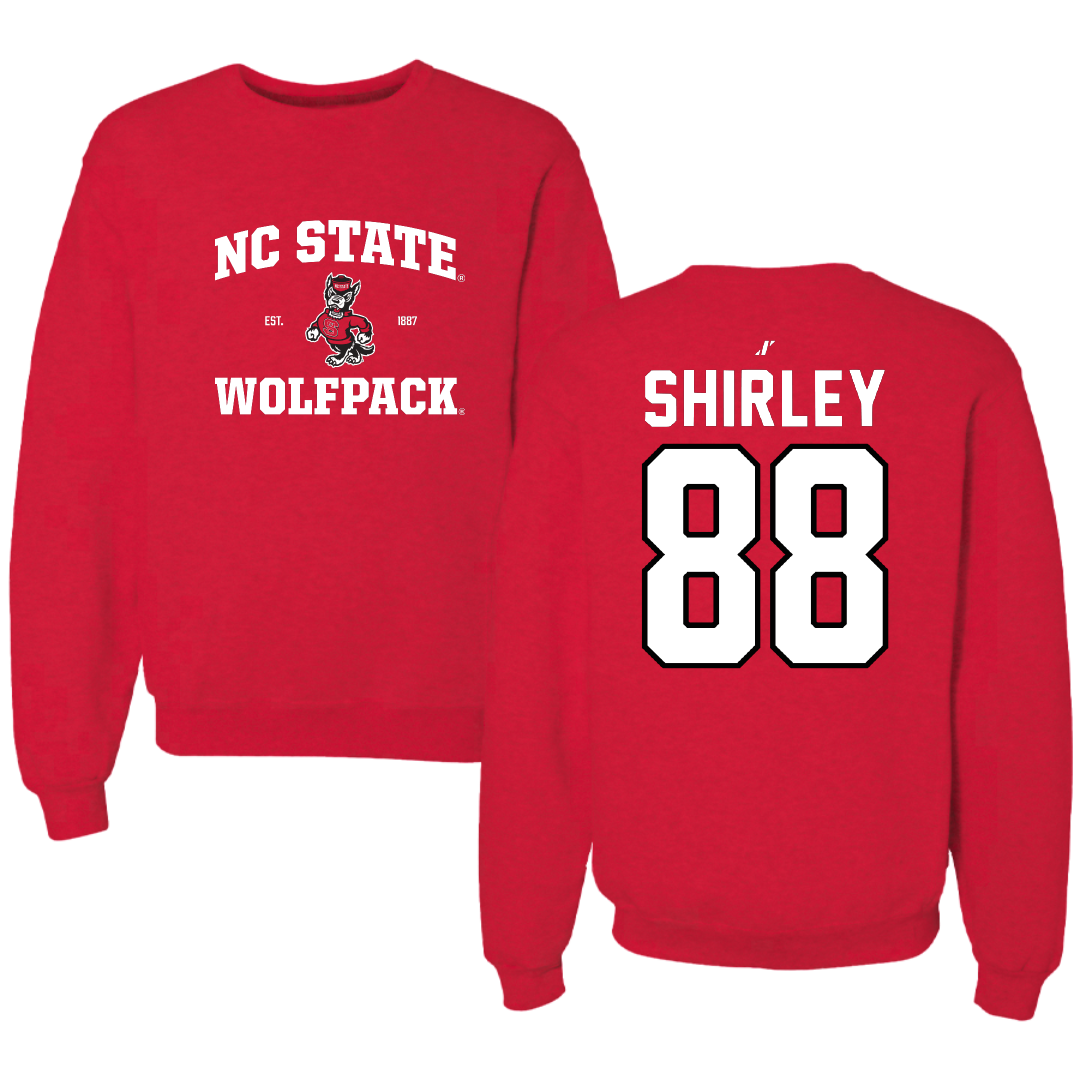North Carolina State University Football Red General Crewneck - #88 Isaiah Shirley