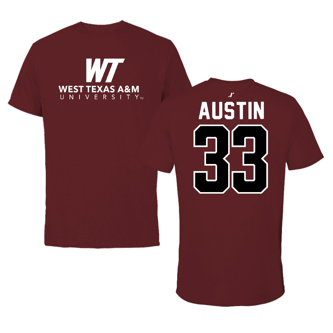 West Texas A&M University Football Maroon Tee - #33 Calen Austin