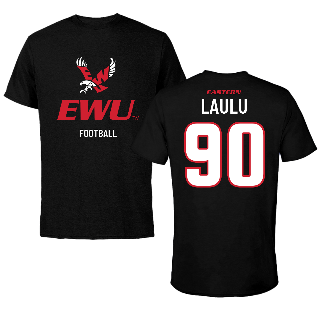 Eastern Washington University Football Black EWU Performance Tee - #90 Justis Laulu