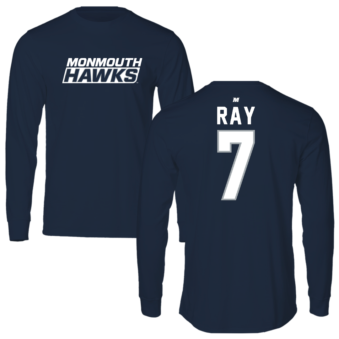 Monmouth University Basketball Navy Performance Long Sleeve - #7 Justin Ray