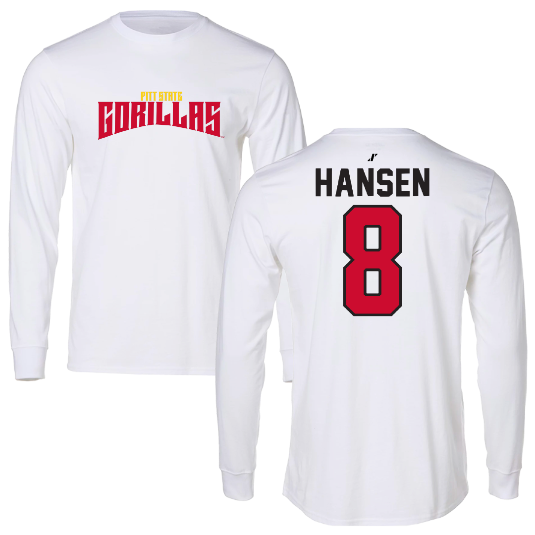 Pittsburg State University Football White Classic Long Sleeve - #8 Ethan Hansen