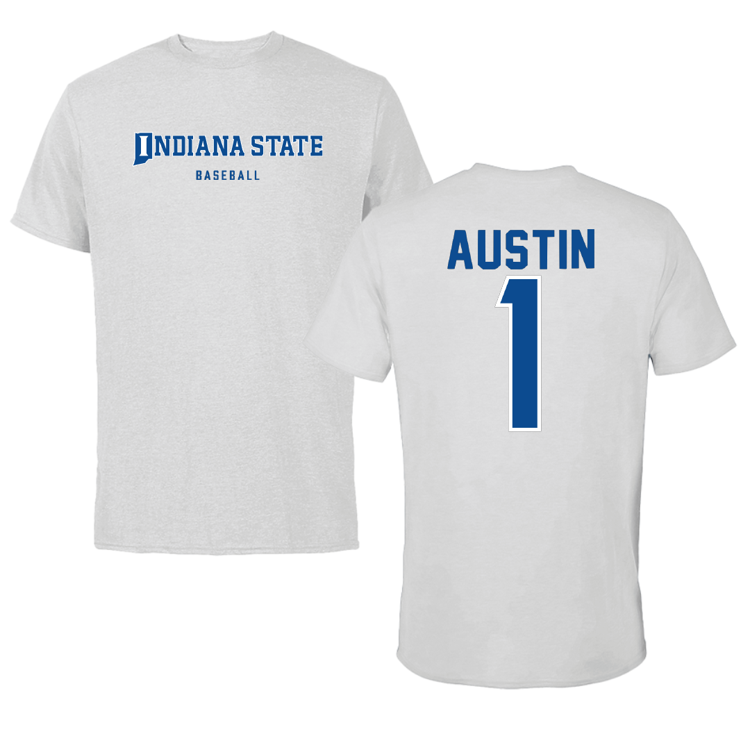 Indiana State University Baseball Light Gray Performance Tee - #1 Jordan Austin