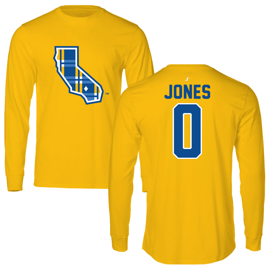 University of California-Riverside Basketball Gold Long Sleeve - #0 Tyler Jones