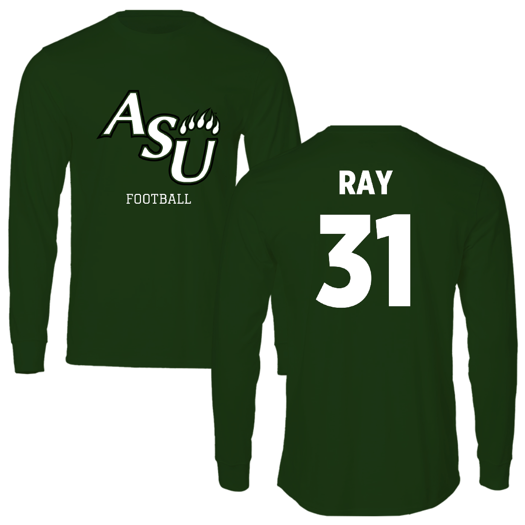 Adams State University Football Forest Green Block Long Sleeve - #31 Zach Ray