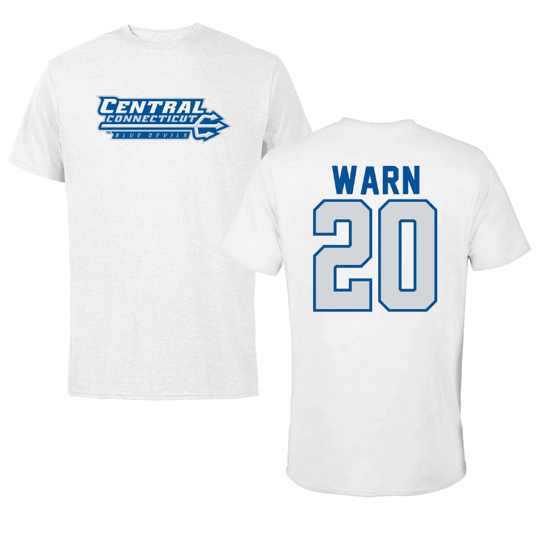 Central Connecticut State University Softball White Tee - #20 Skylar Warn