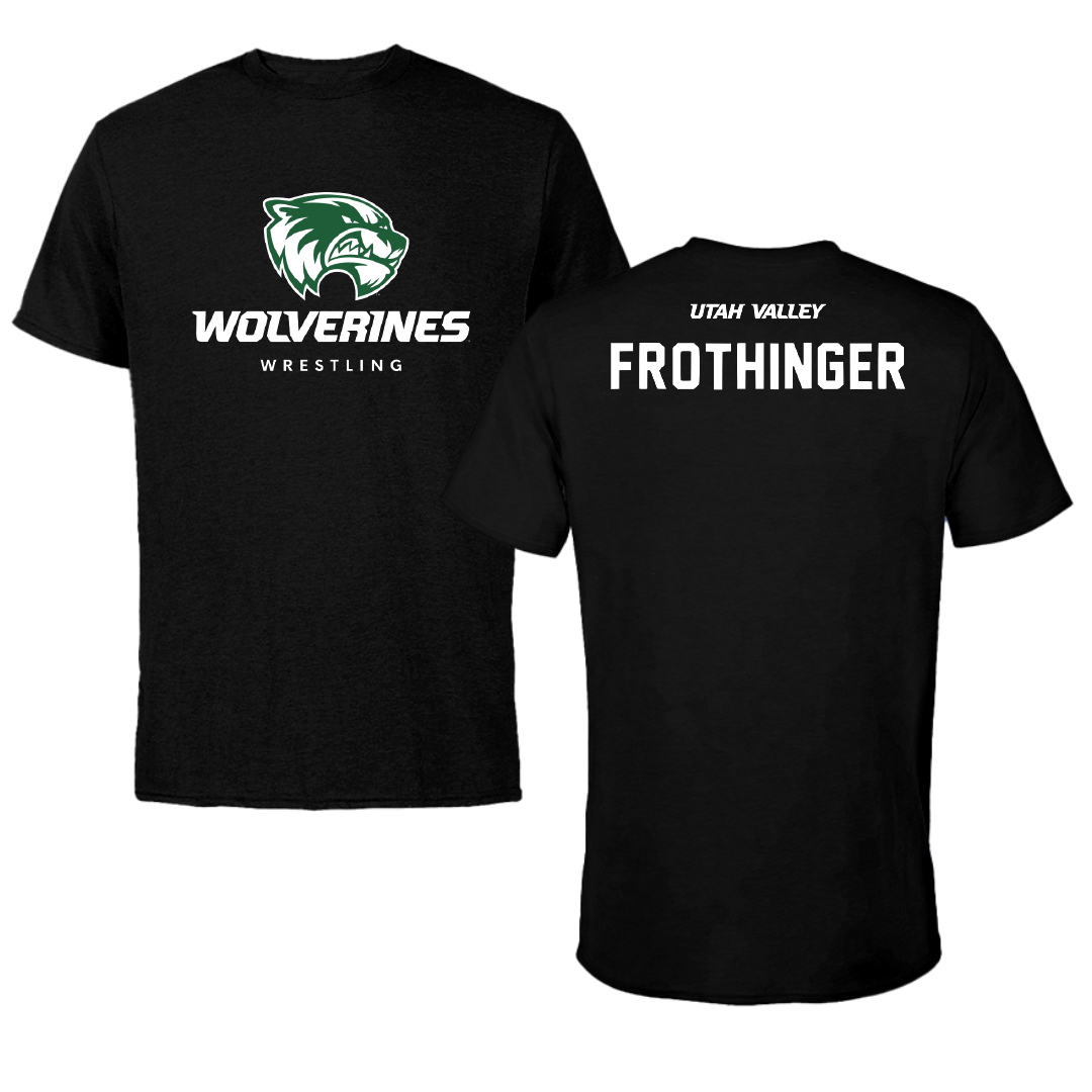 Utah Valley University Wrestling Black Mascot Tee - Tanner Frothinger