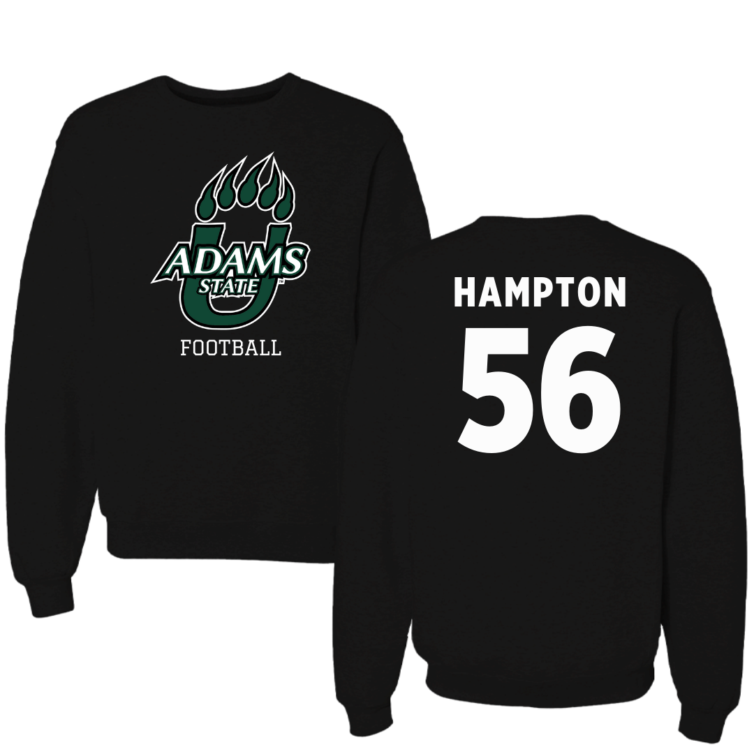 Adams State University Football Black State Crewneck - #56 Jacob Hampton