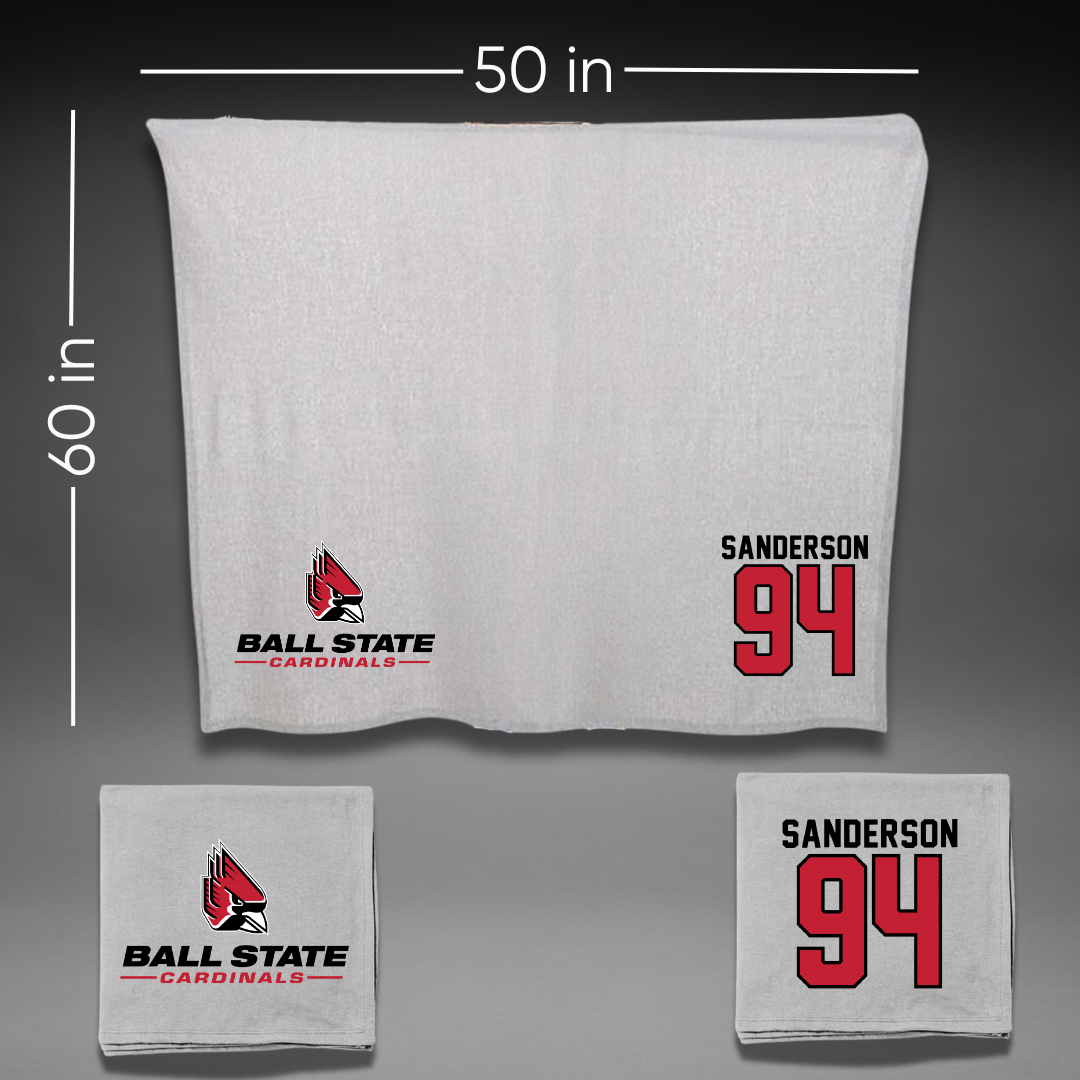 Ball State University Football Gray Blanket - #94 Hunter Sanderson