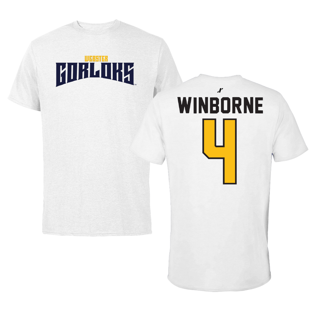 Webster University Basketball White Classic Performance Tee - #4 Kaed Winborne