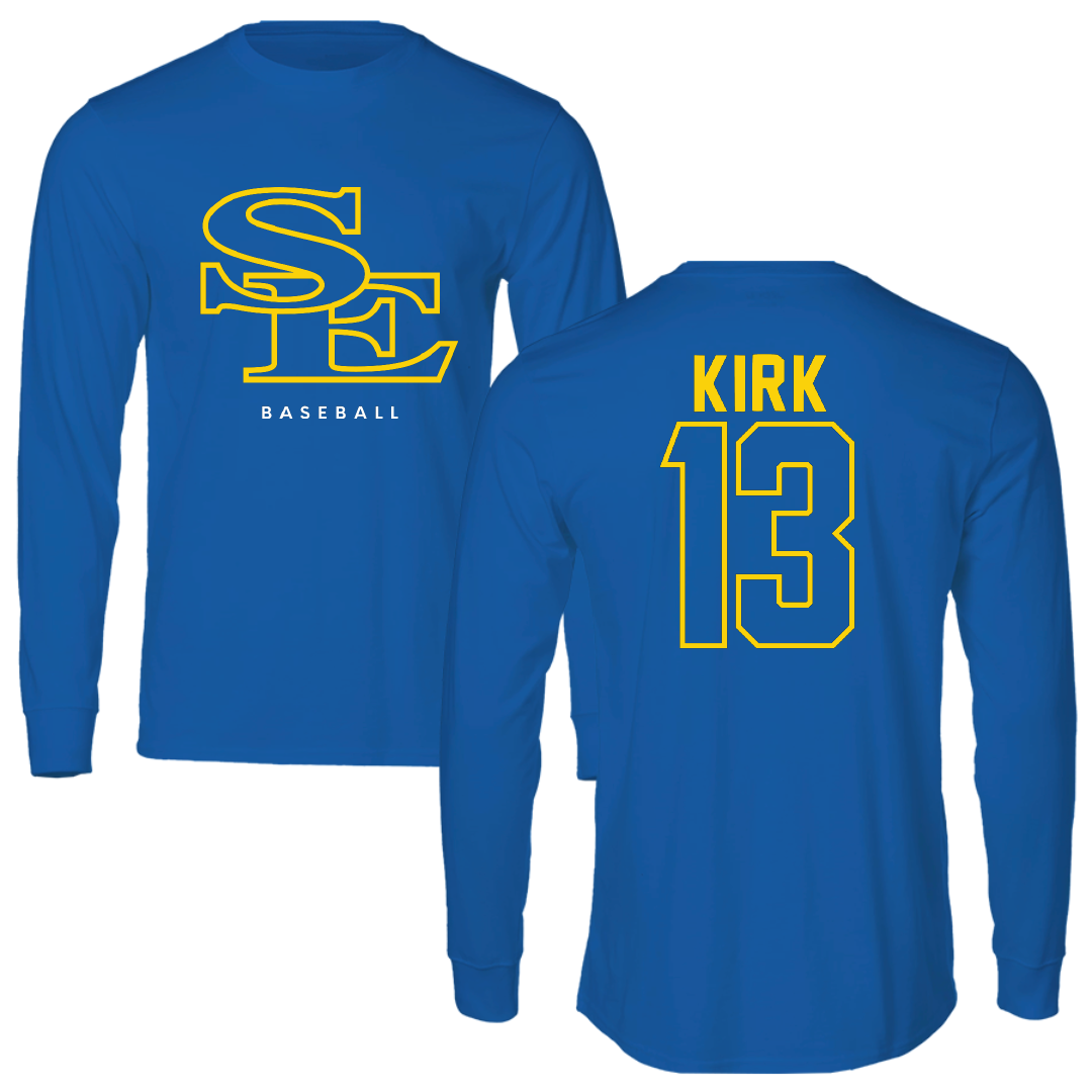 Southeastern Oklahoma State University Baseball Blue Performance Long Sleeve - #13 Ryan Kirk