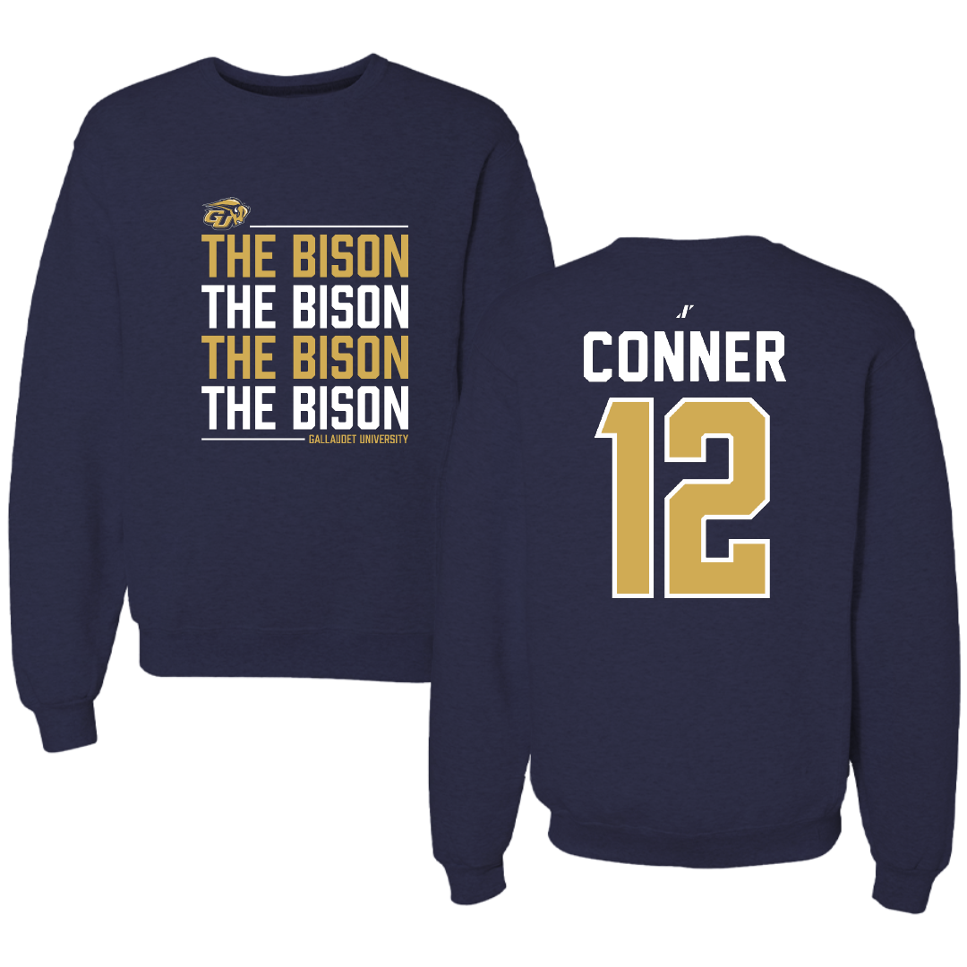 Gallaudet University Football Navy General Crewneck - #12 Tyler Conner