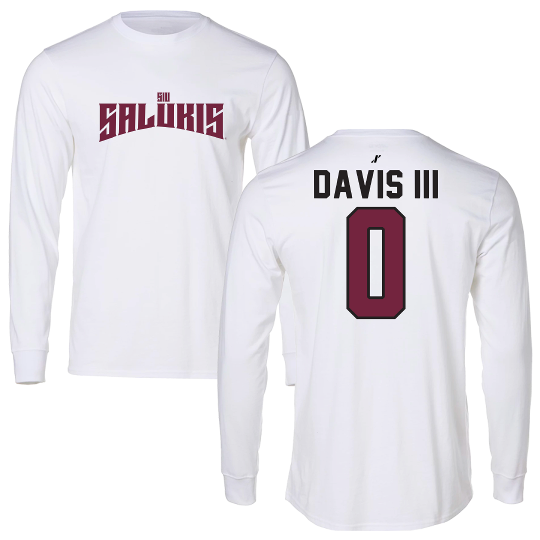 Southern Illinois University at Carbondale Football White Classic Long Sleeve - #0 Vinson Davis III