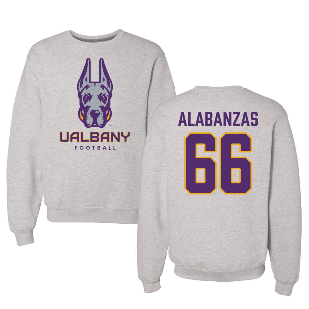 University at Albany Football Gray Crewneck - #66 Christopher Alabanzas