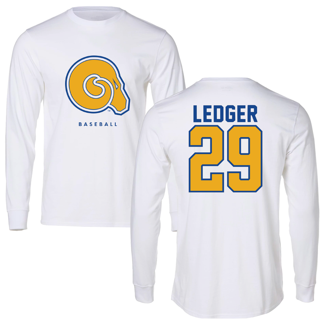 Albany State University Baseball White Performance Long Sleeve - #29 Chase Ledger
