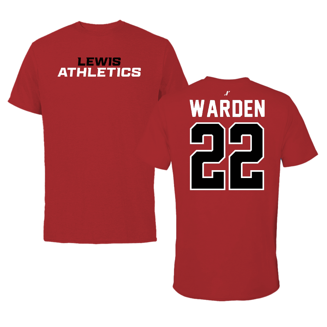 Lewis University Basketball Canvas Red Tee - #22 Paxton Warden