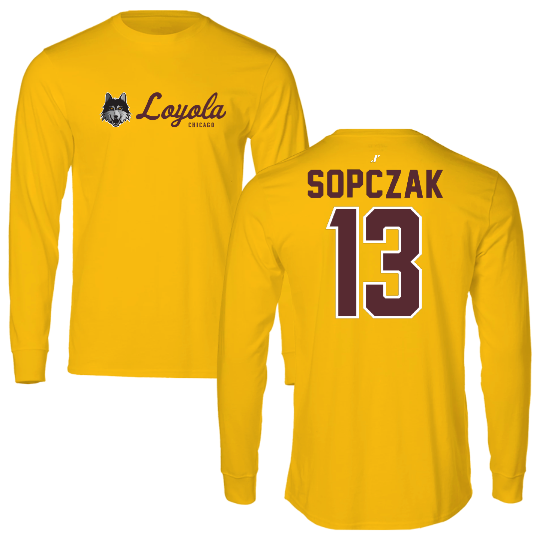 Loyola University-Chicago Softball Gold General Performance Long Sleeve - #13 Teagan Sopczak
