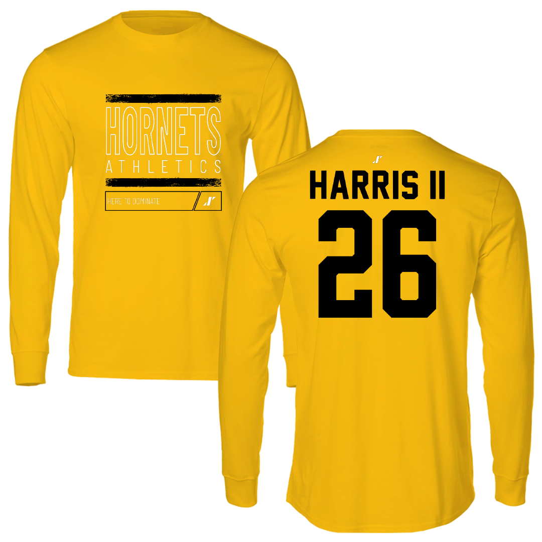 Alabama State University Football Gold Dominate Performance Long Sleeve - #26 Marcus Harris II