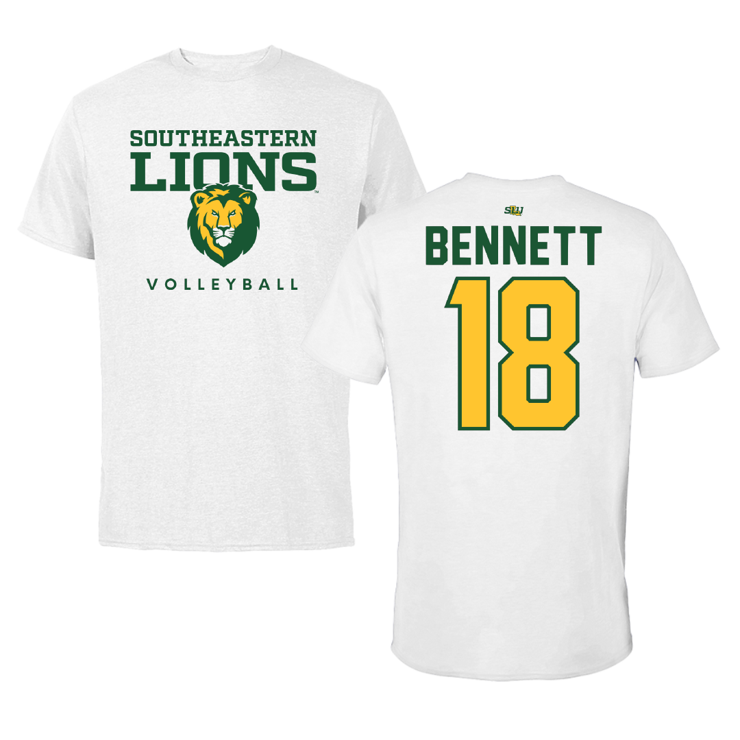 Southeastern Louisiana University Volleyball White Tee - #18 India Bennett
