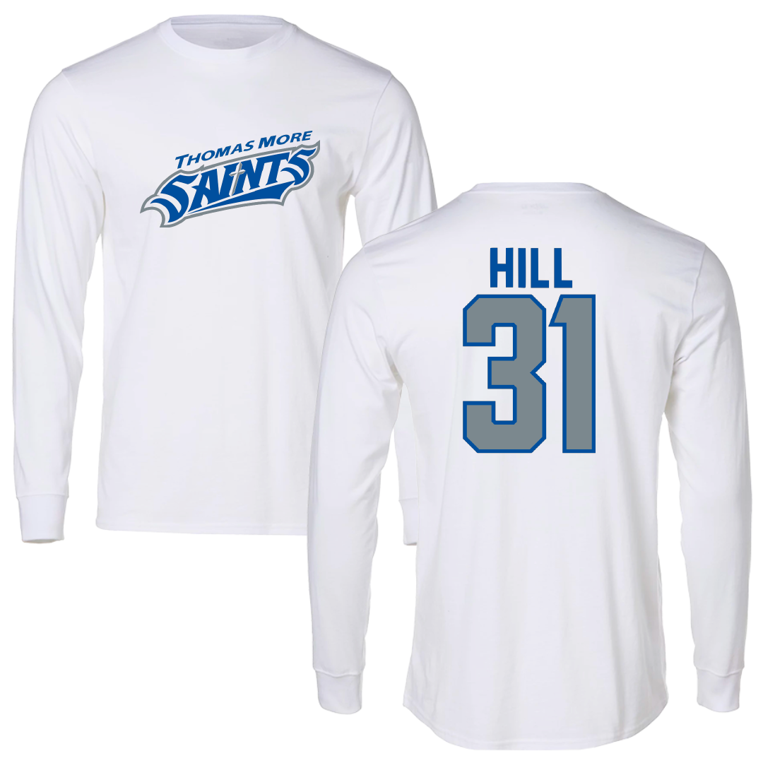 Thomas More University Football White Performance Long Sleeve - #31 Elijah Hill