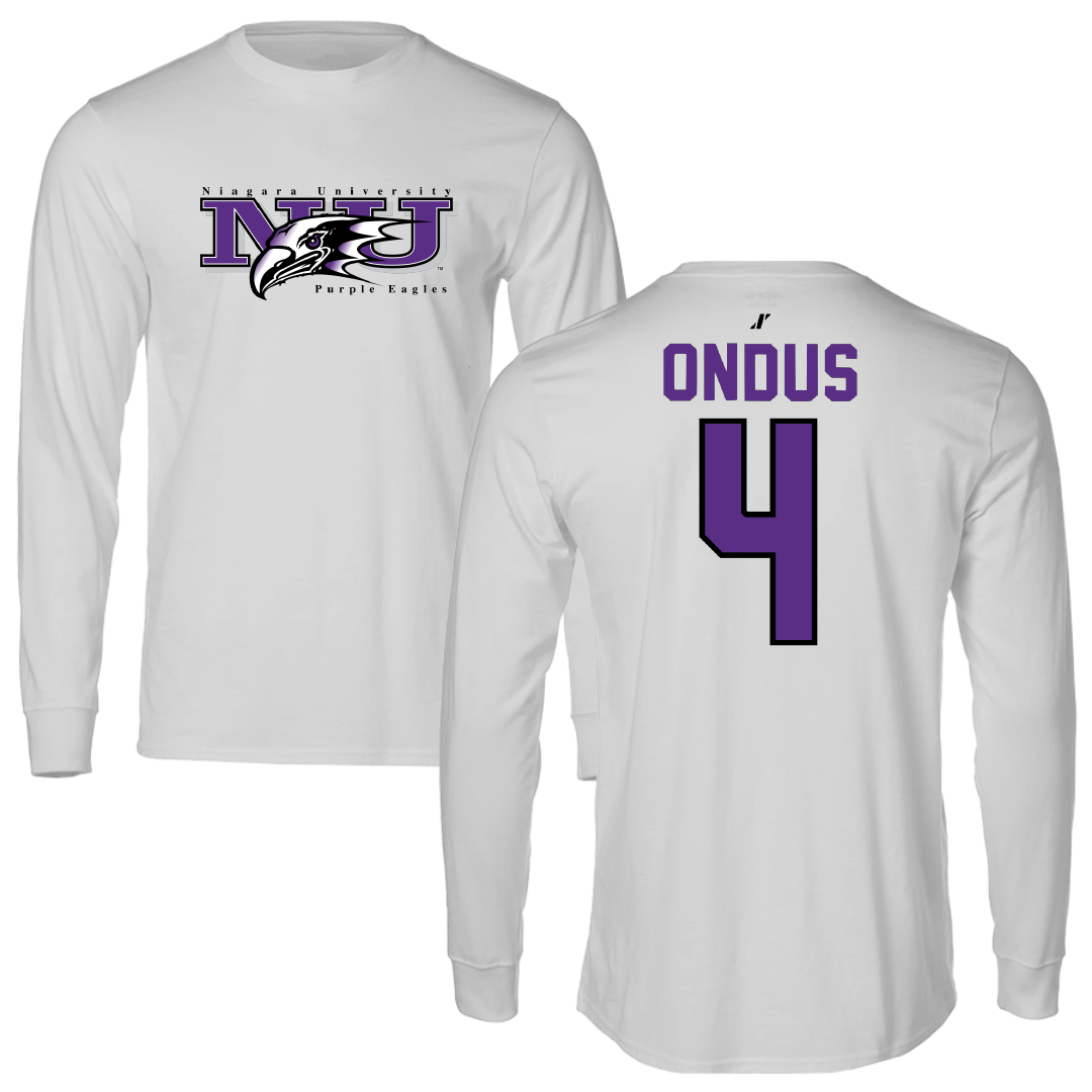 Niagara University Baseball Light Gray Performance Long Sleeve - #4 John Ondus
