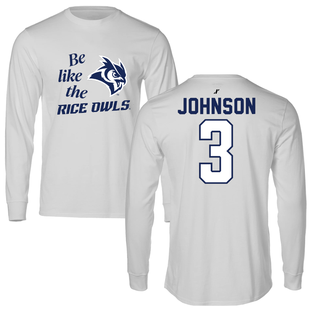 Rice University Baseball Light Gray Be Like Us Performance Long Sleeve - #3 Max Johnson