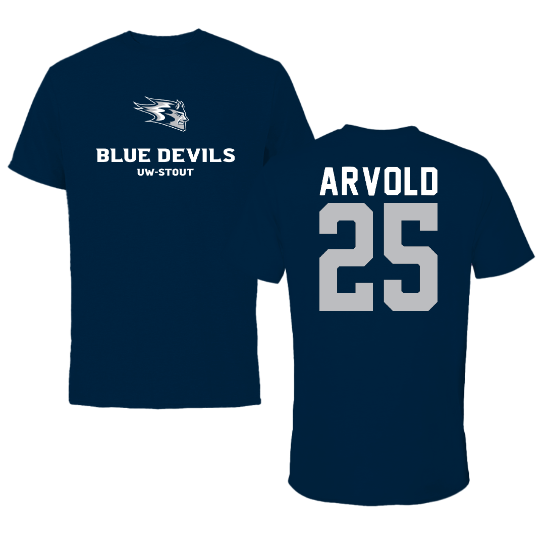 University of Wisconsin-Stout Soccer Navy Performance Tee - #25 Davis Arvold