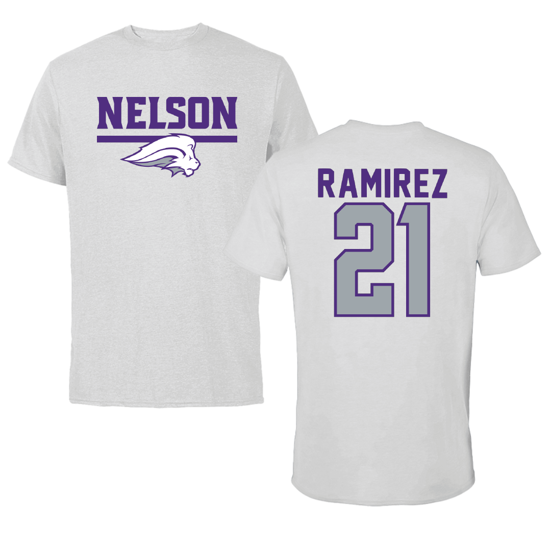Nelson University Soccer Light Gray Performance Tee - #21 Jafet Ramirez