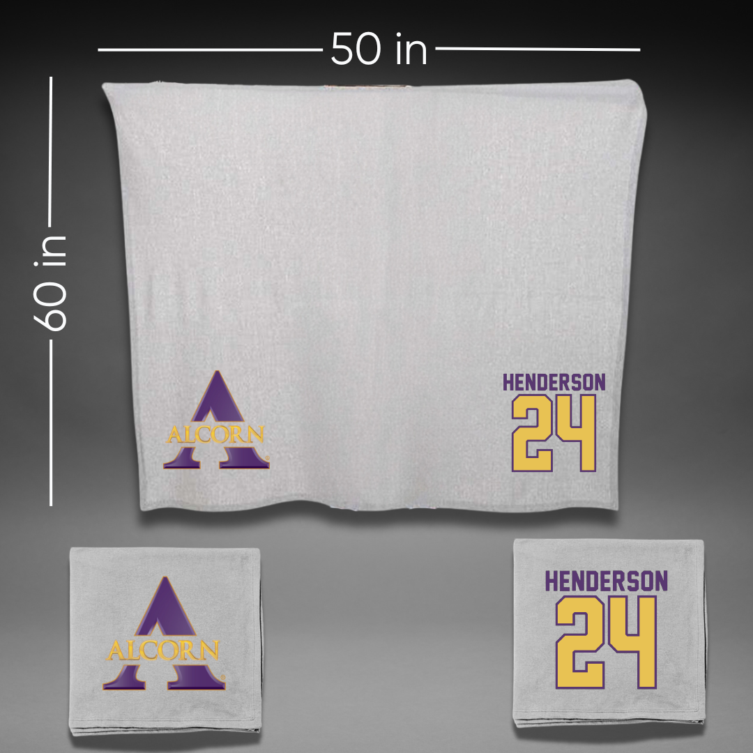 Alcorn State University Basketball Gray Blanket - #24 Kiarra Henderson