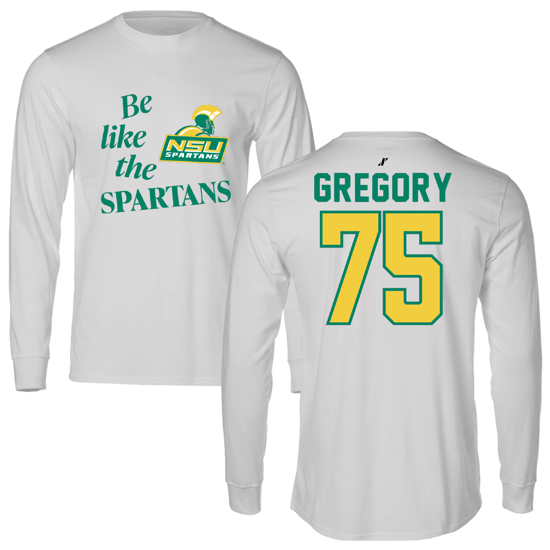 Norfolk State University Football Light Gray Be Like Us Performance Long Sleeve - #75 Evan Gregory