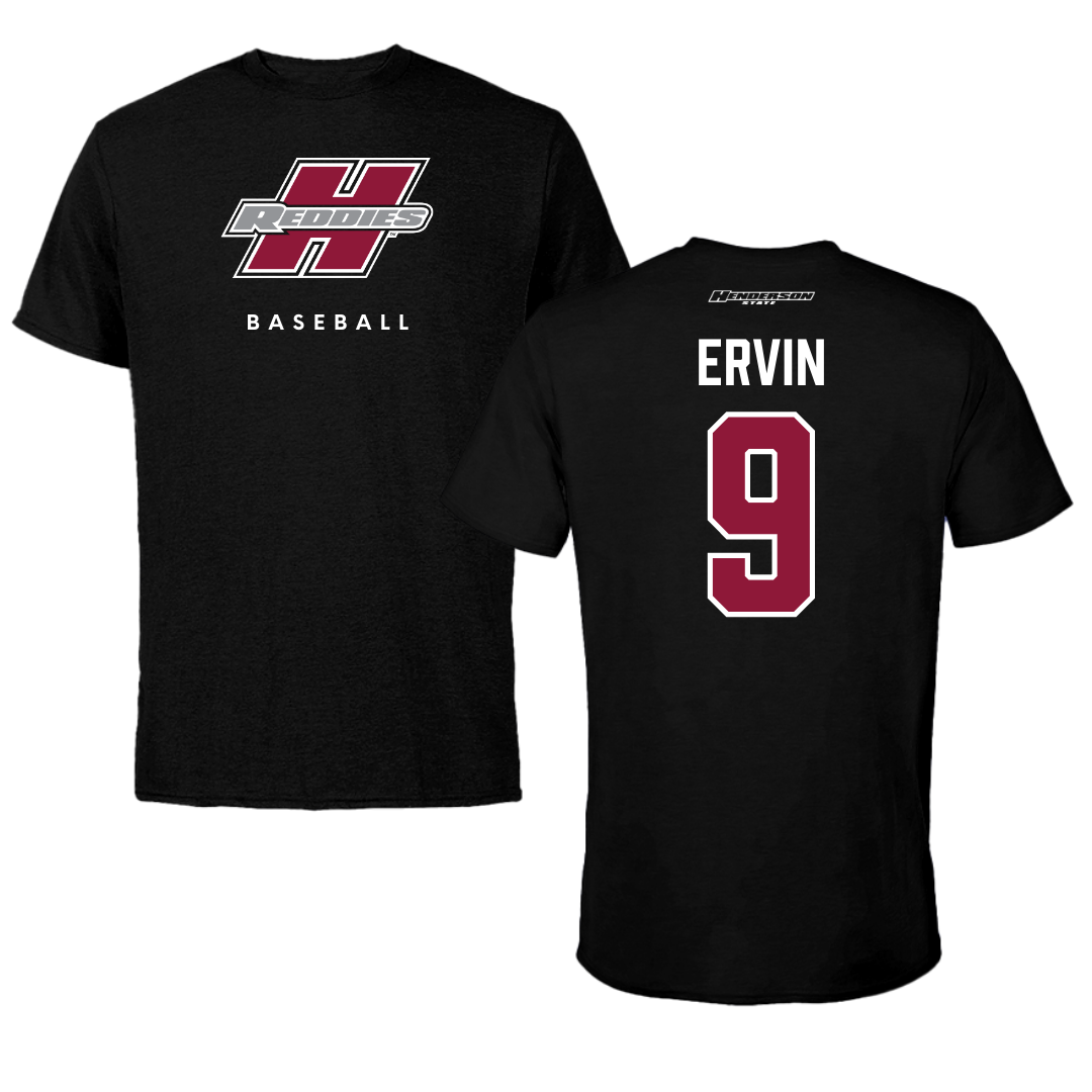 Henderson State University Baseball Black Performance Tee - #9 Landon Ervin
