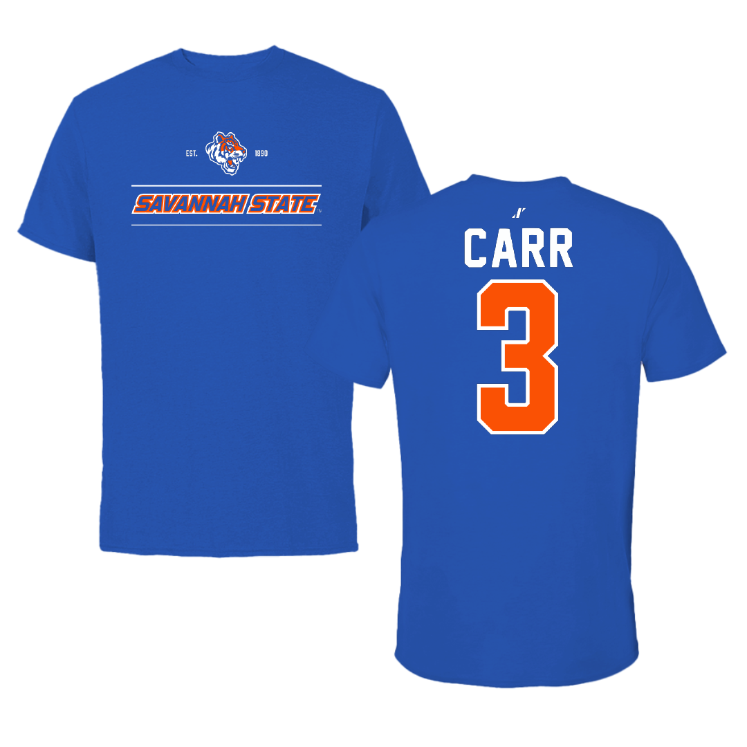 Savannah State University Football Blue General Tee - #3 Brent Carr