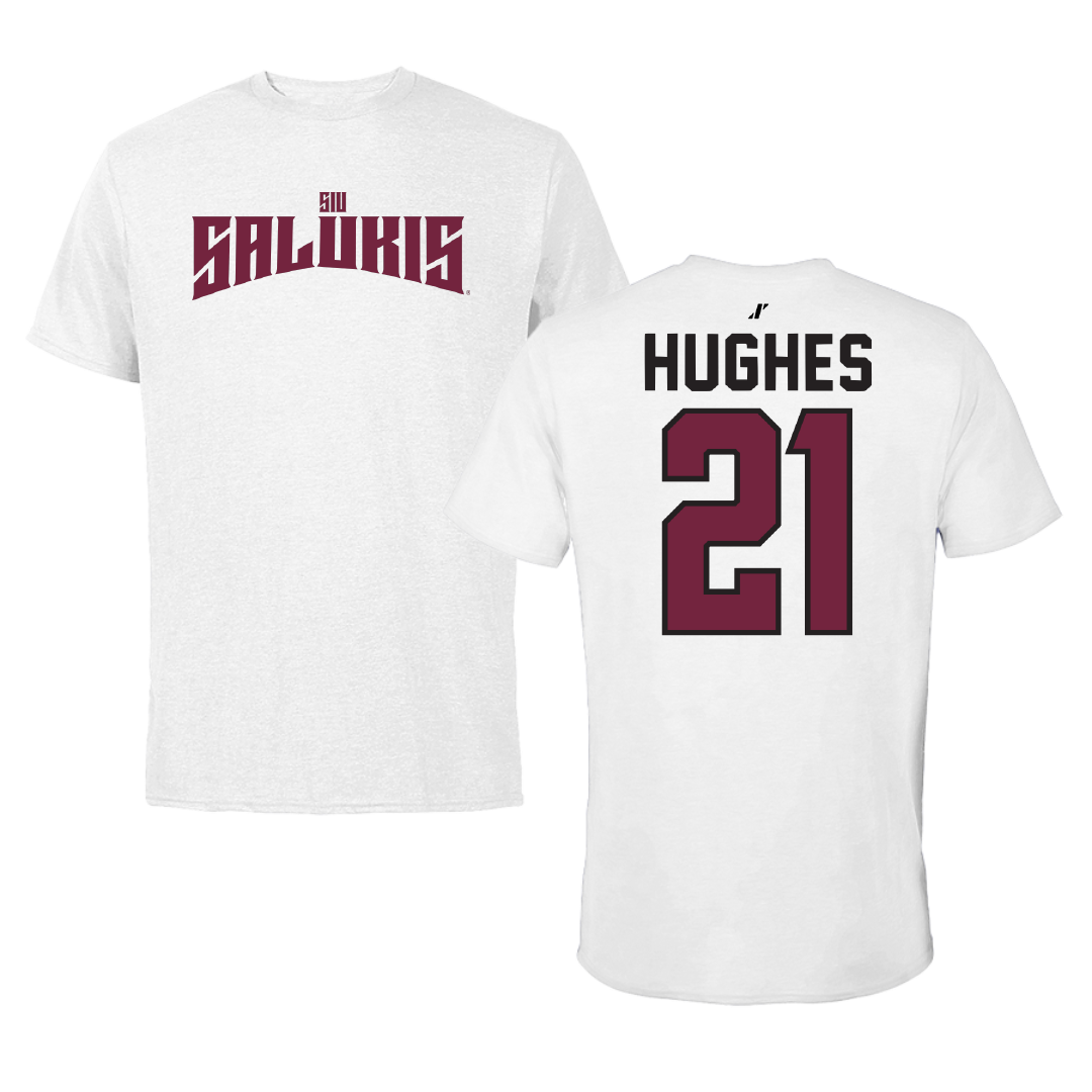 Southern Illinois University at Carbondale Basketball White Classic Performance Tee - #21 Seairra Hughes