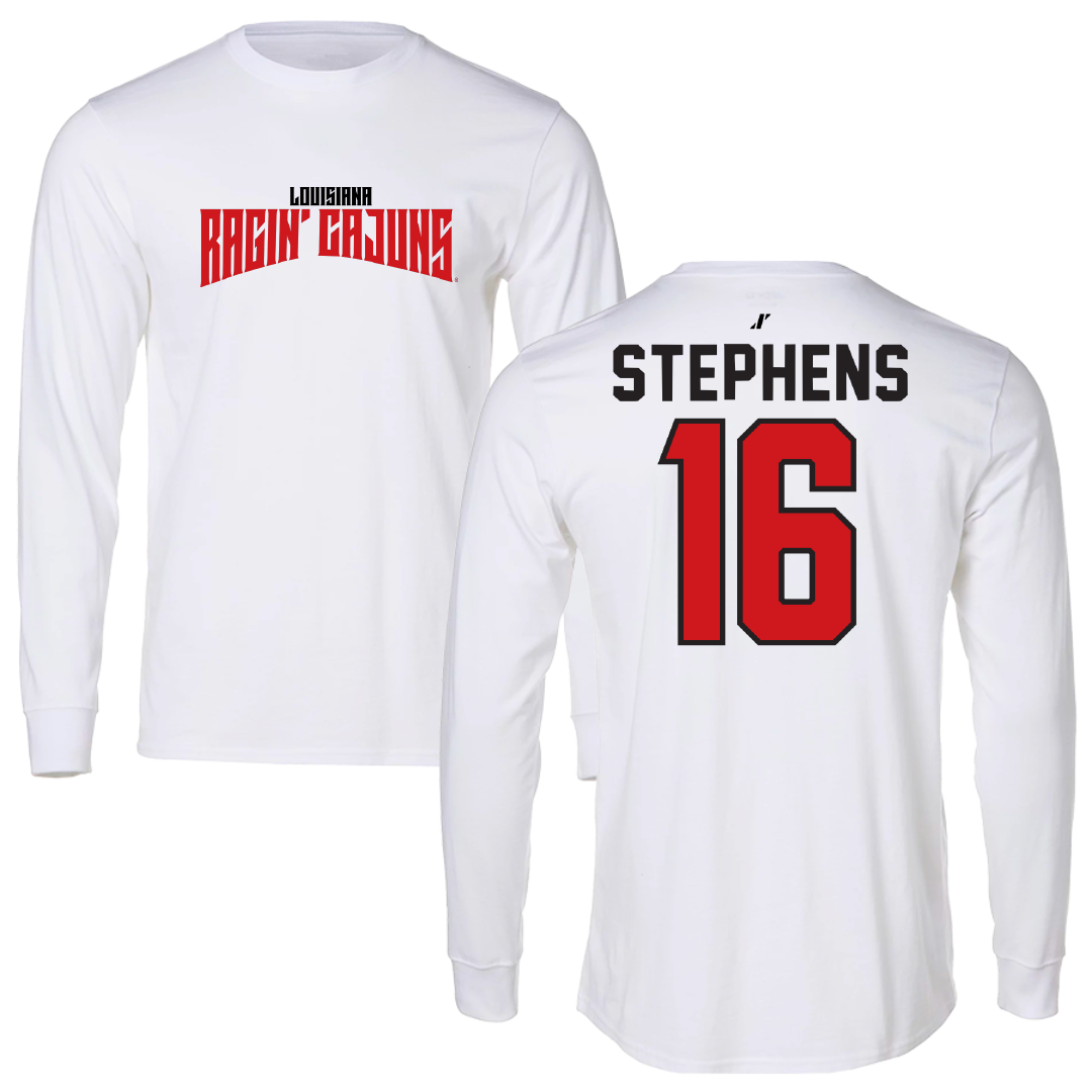 University of Louisiana at Lafayette Soccer White Classic Long Sleeve - #16 Sisley Stephens