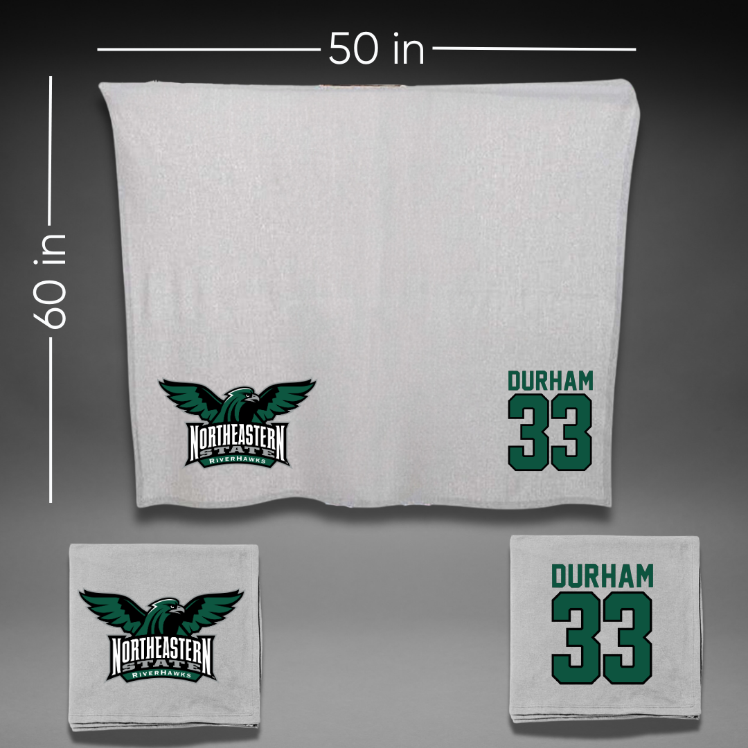 Northeastern State University Baseball Gray Blanket - #33 Ashton Durham