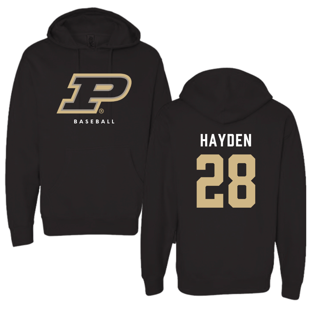 Purdue University Baseball Black Hoodie - #28 Enas Hayden