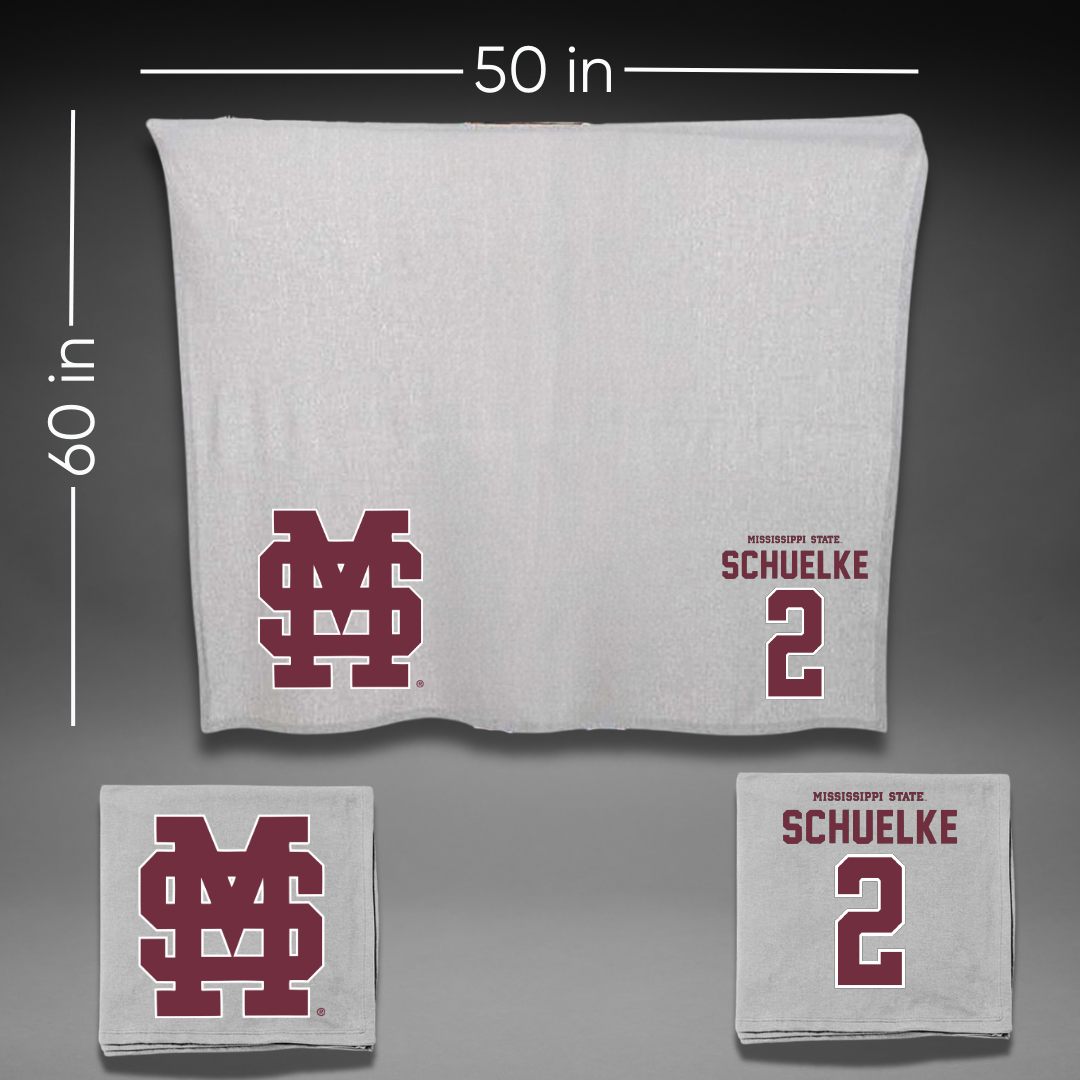 Mississippi State University Baseball Gray Blanket - #2 Cam Schuelke