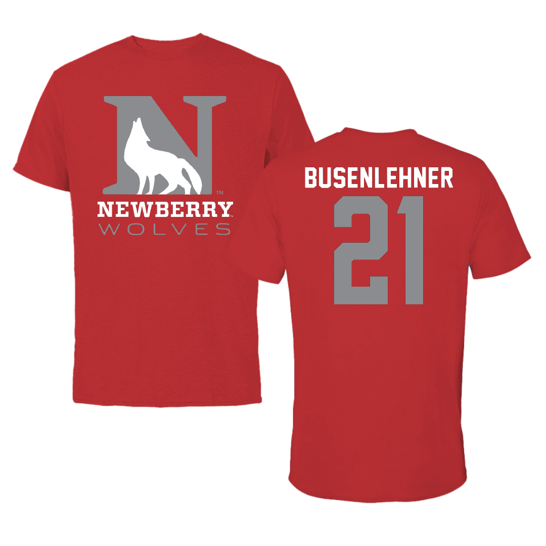 Newberry College Baseball Red Tee - #21 Logan Busenlehner