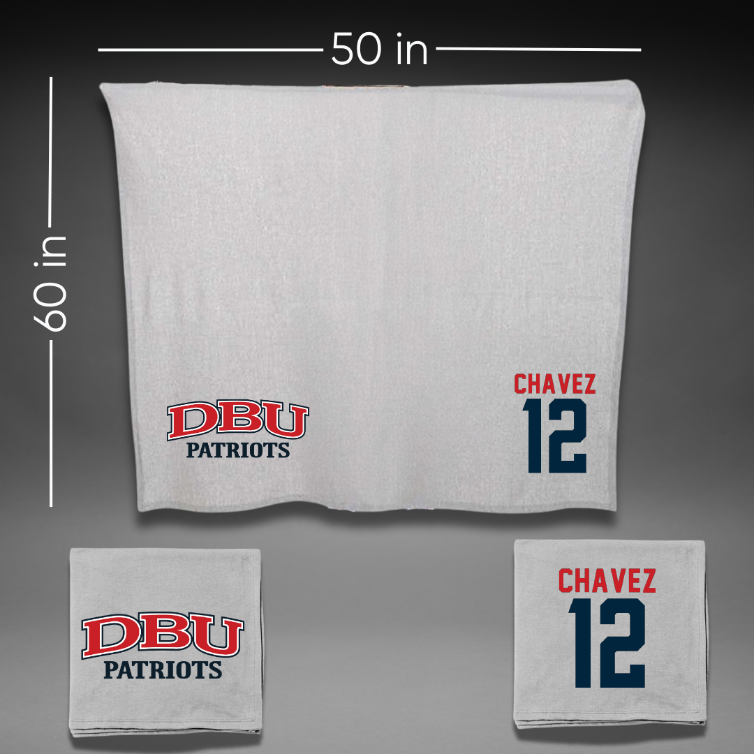 Dallas Baptist University Lacrosse Gray Blanket - #12 Luis Chavez