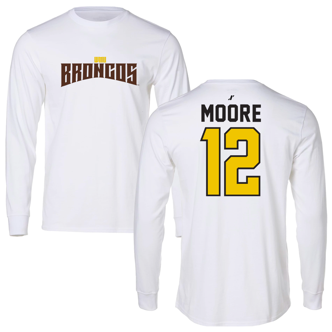 Western Michigan University Football White Classic Performance Long Sleeve - #12 Dillon Moore