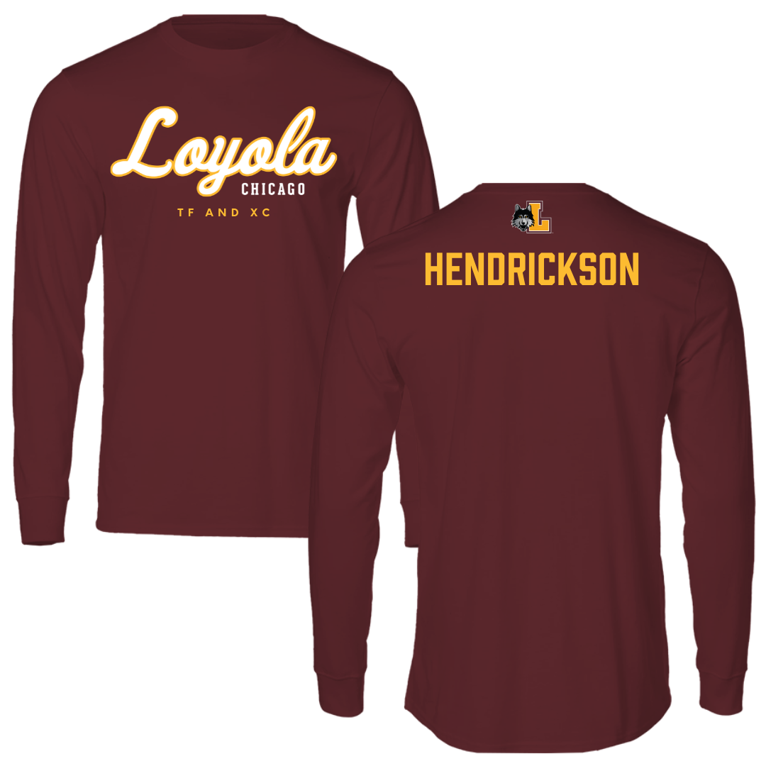 Loyola University-Chicago TF and XC Maroon Block Performance Long Sleeve - Fran Hendrickson