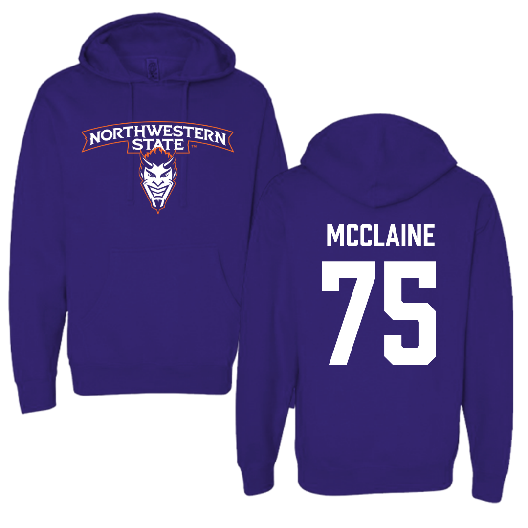 Northwestern State University Football Purple Hoodie - #75 Jordan McClaine