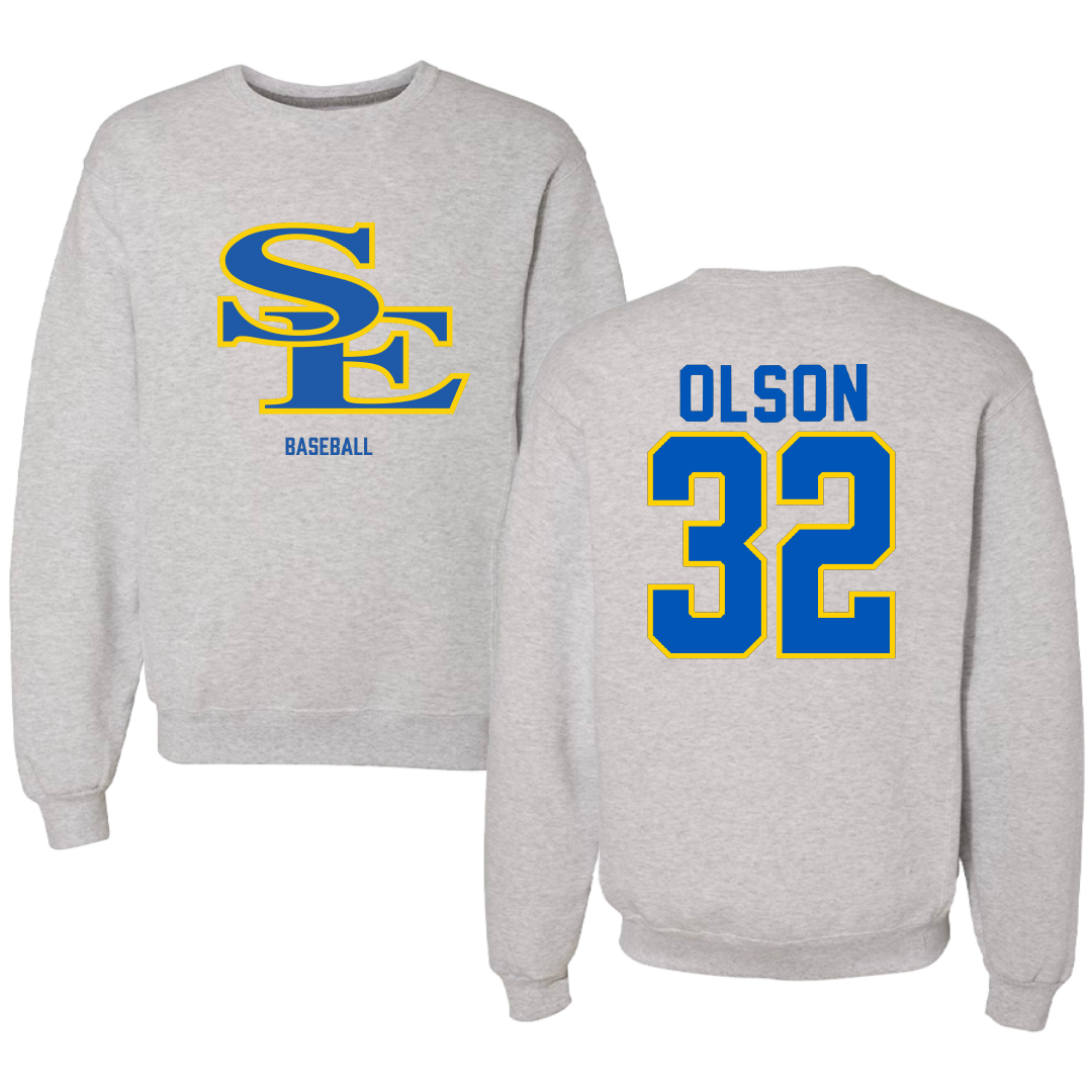 Southeastern Oklahoma State University Baseball Gray Crewneck - #32 Carter Olson