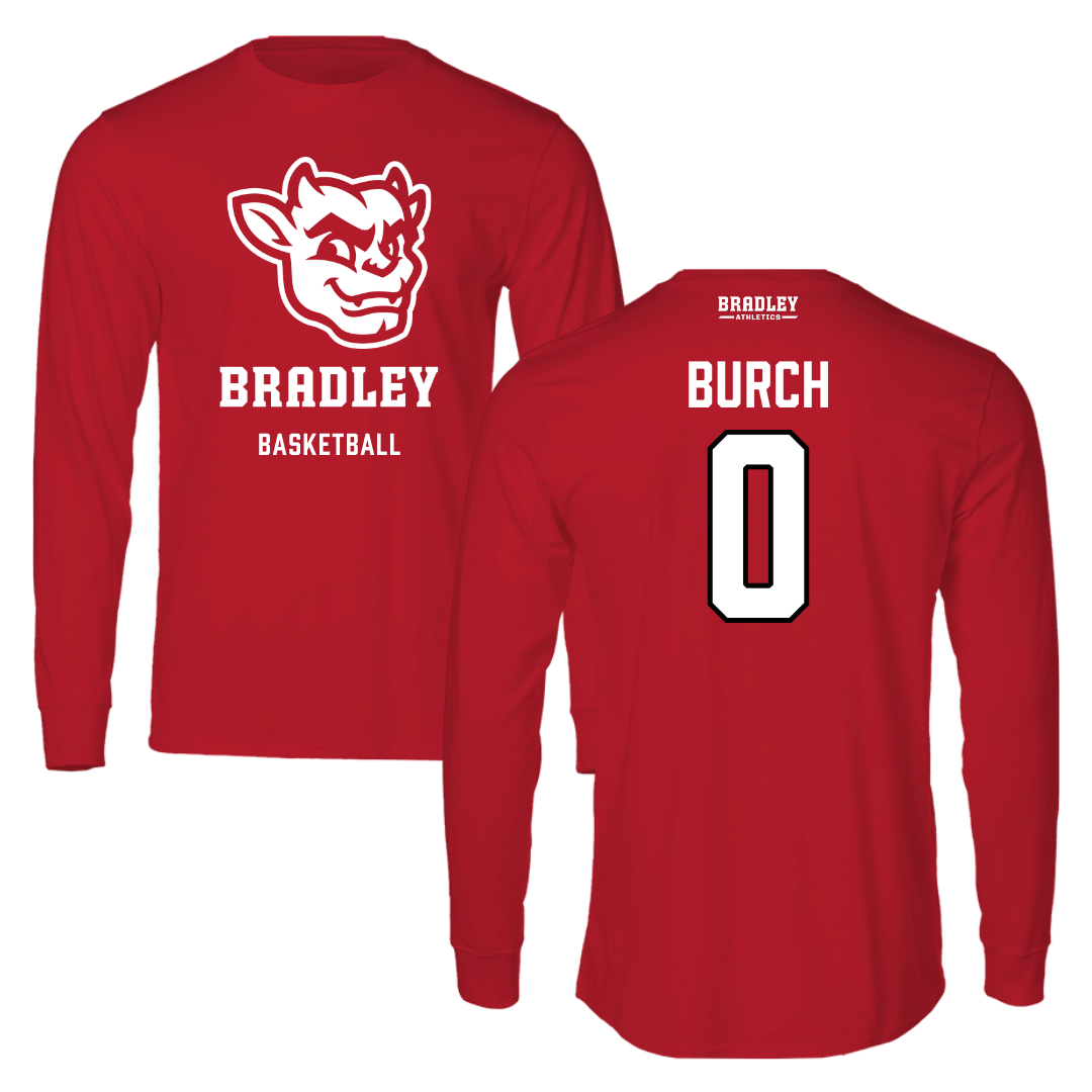 Bradley University Basketball Red Mascot Performance Long Sleeve - #0 Demarion Burch