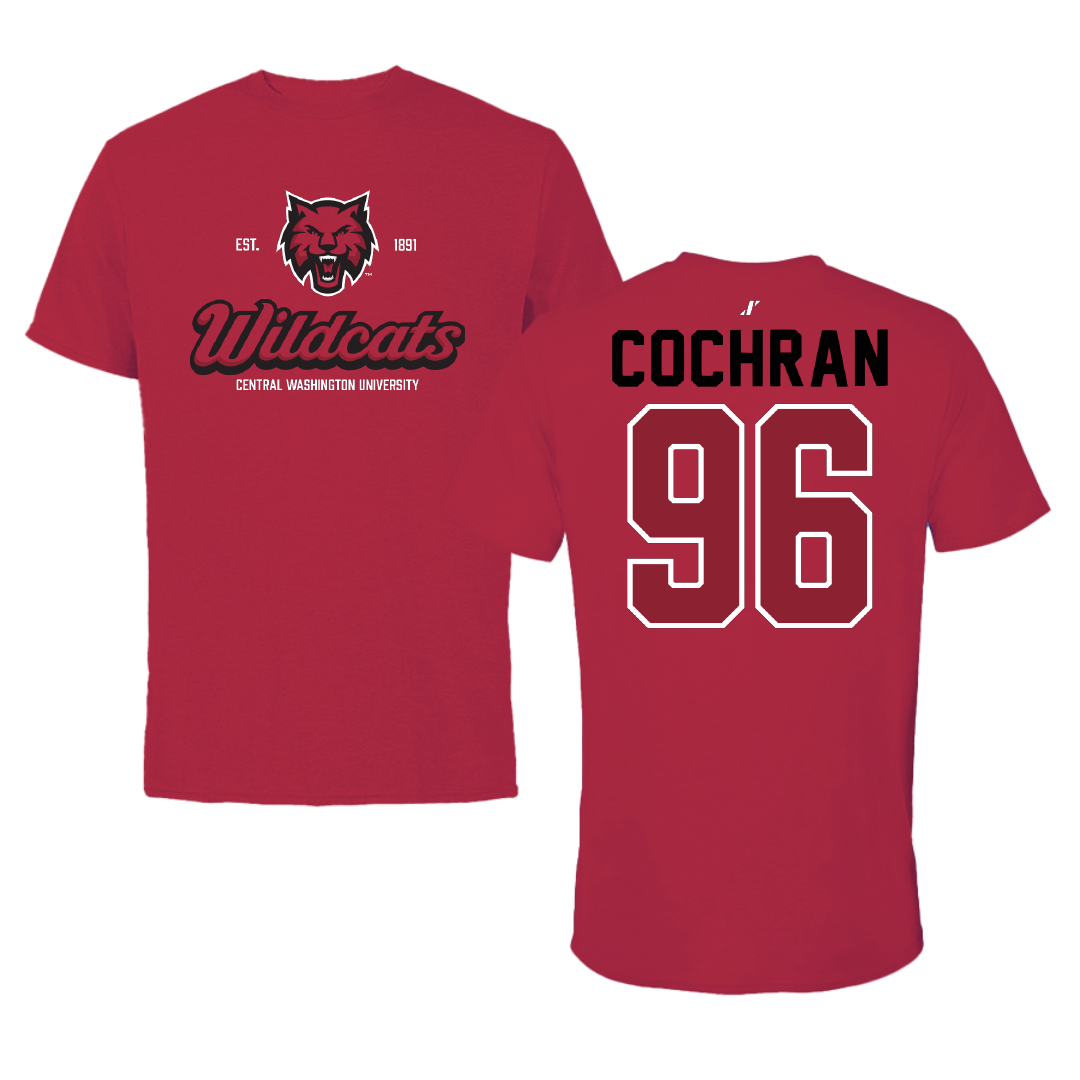 Central Washington University Football Crimson General Tee - #96 Josiah Cochran