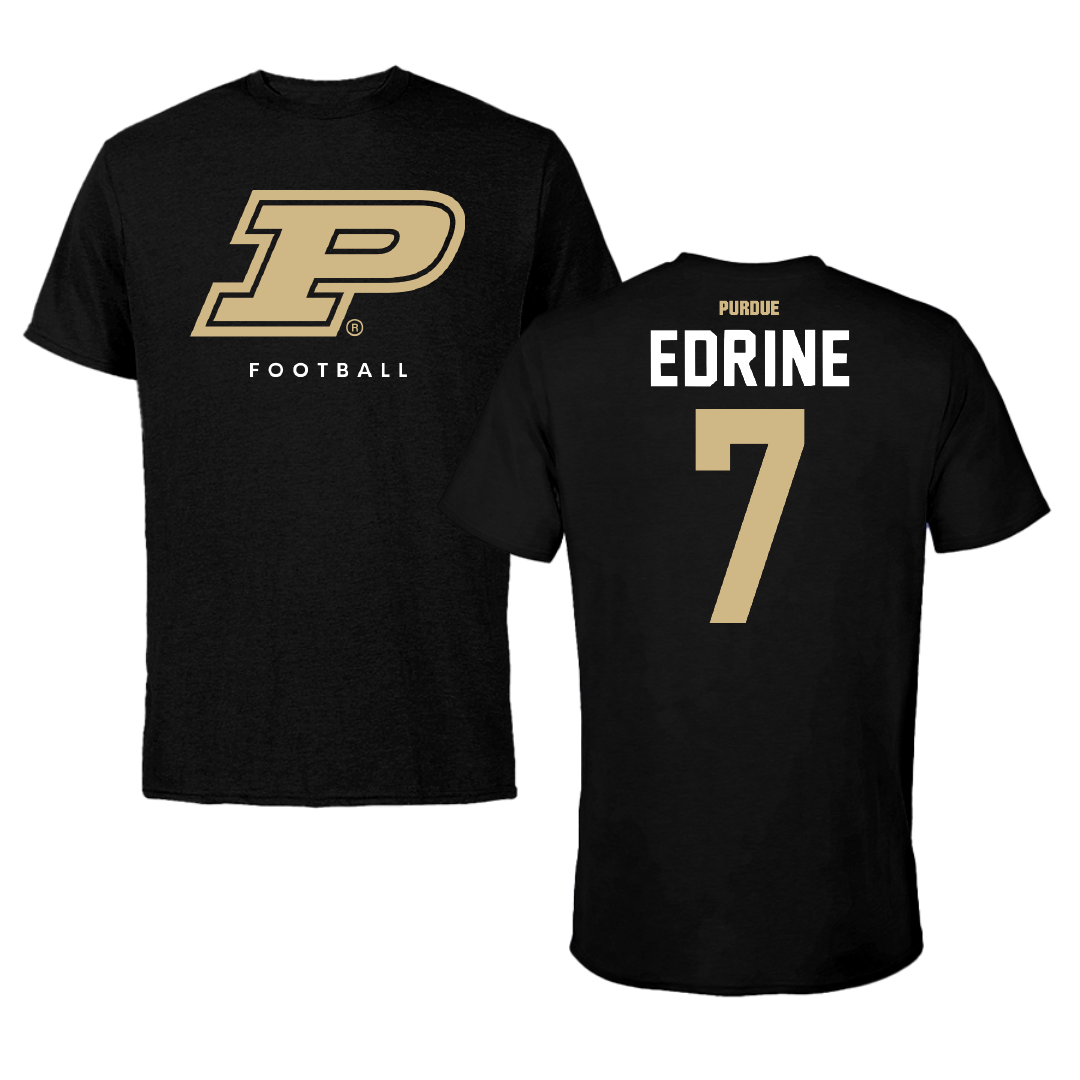 Purdue University Football Black Tee - #7 Jahmal Edrine